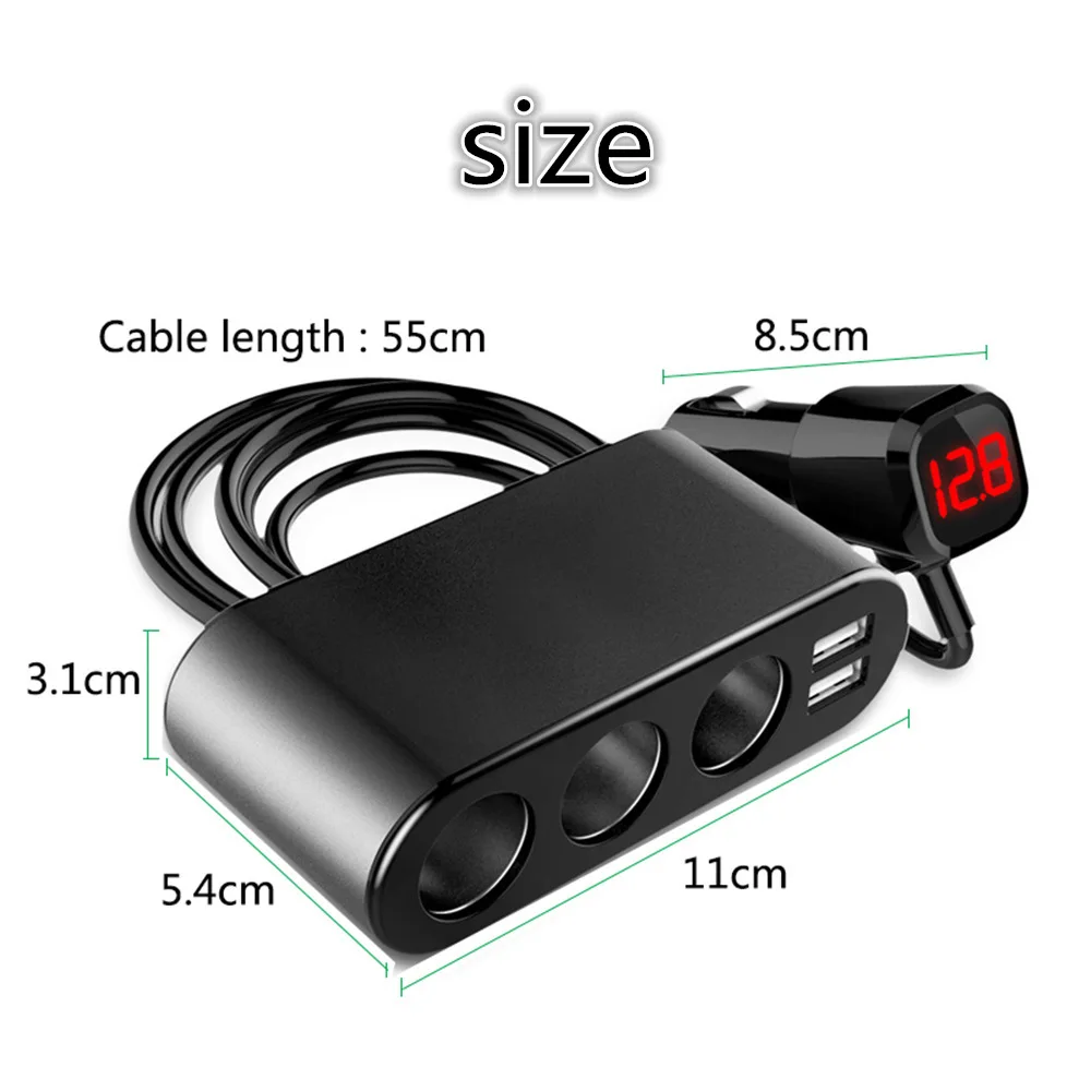 12V-24V Auto Sigaret Plug adapter Voor Iphone Dvr 3 Manieren Sigarettenaansteker Splitter Power Adapter Dual Usb-poort 
12V-24V Auto Sigaret Plug adapter Voor Iphone Dvr 3 Manieren Sigarettenaansteker Splitter Power Adapter Dual Usb-poort