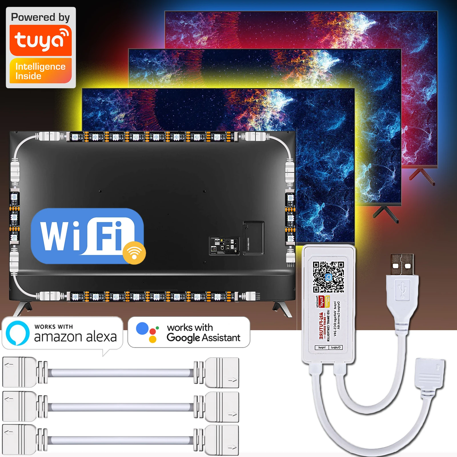 43in 49in 55in 58in 60in 65in 70in 75in LED Strip For TV Background WIFI Light Strip With Connector Cable USB Flexible Ribbon
43in 49in 55in 58in 60in 65in 70in 75in LED Strip For TV Background WIFI Light Strip With Connector Cable USB Flexible Ribbon