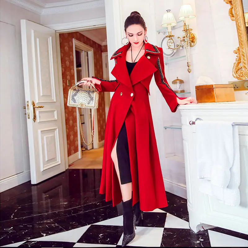 Luxurious Red Long Coat Designer Women Coats And Jackets Winter Woolen Overcoat High Quality Cashmere Coat Chaqueta Mujer
Luxurious Red Long Coat Designer Women Coats And Jackets Winter Woolen Overcoat High Quality Cashmere Coat Chaqueta Mujer