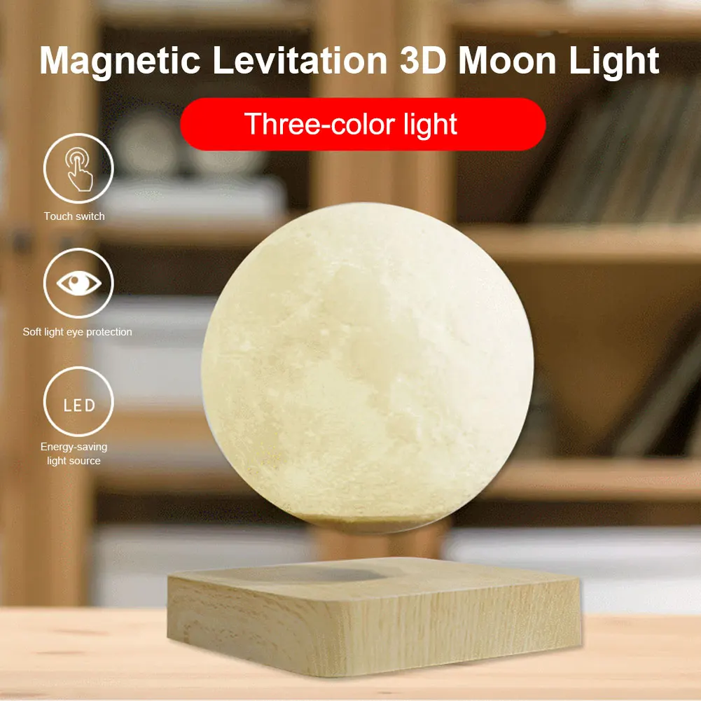Creative 3D Rotating Magnetic Levitation Moon Lamp Night Light Wooden Base Led Moon Floating Lamp Home Decoration LED Light
Creative 3D Rotating Magnetic Levitation Moon Lamp Night Light Wooden Base Led Moon Floating Lamp Home Decoration LED Light