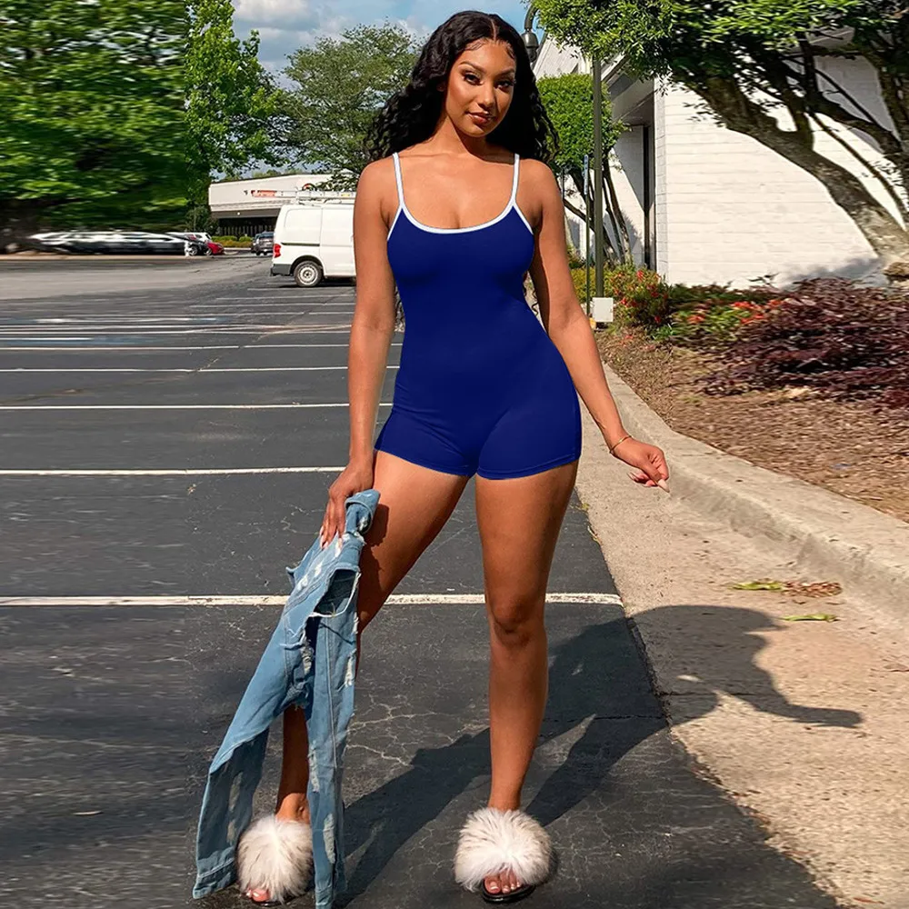 Activewear Solid Low Neck Sleeveless Short Playsuit Spaghetti Strap Rompers Womens Jumpsuit Casual Sportswear Skinny Bodysuits
Activewear Solid Low Neck Sleeveless Short Playsuit Spaghetti Strap Rompers Womens Jumpsuit Casual Sportswear Skinny Bodysuits