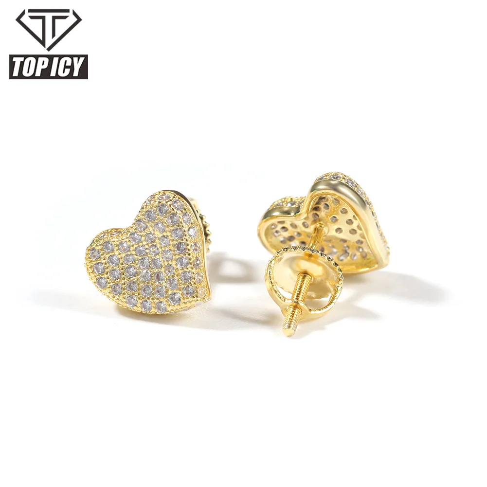 Hip Hop Luxury Fashion Heart Stud Earrings for Women 2021 Silver Gold AAA CZ Cubic Zircon Stud Earring Iced Out 
Hip Hop Luxury Fashion Heart Stud Earrings for Women 2021 Silver Gold AAA CZ Cubic Zircon Stud Earring Iced Out