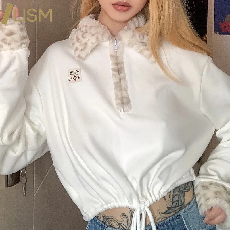 Зимние Топы LISM с леопардовым принтом, свитшот с отложным воротником, модные зимние пуловеры с длинным рукавом и кулиской, женская одежда
Зимние Топы LISM с леопардовым принтом, свитшот с отложным воротником, модные зимние пуловеры с длинным рукавом и кулиской, женская одежда