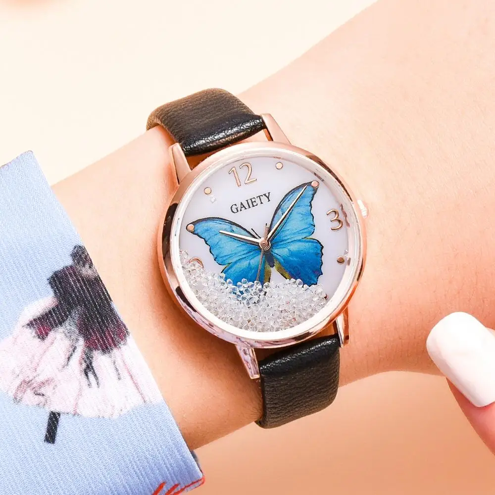Женские часы от бренда Gaiety роскошные женские со съемной бабочкой наручные
