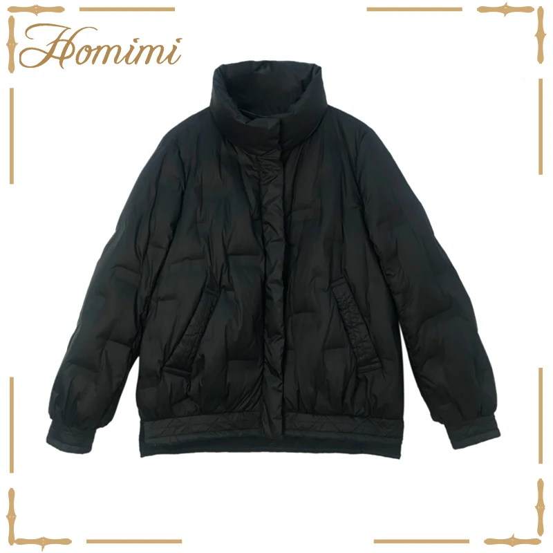 

Homimi 2020 Autum Winter New Arrival Woman Campus Puffer Jacket 95% Duck Down Coat Woman Thick Warm Loose Casual Down Parka