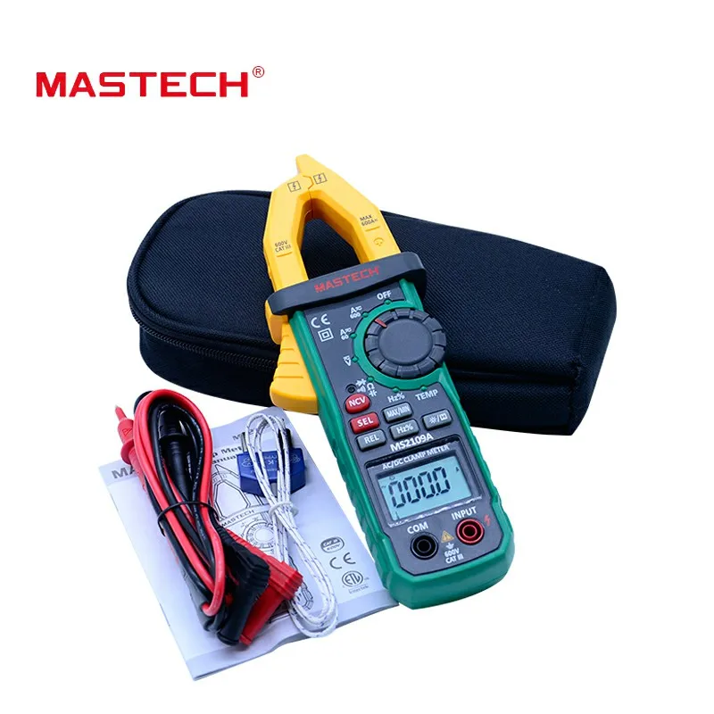 Mastech MS2109A True RMS Auto Range Digital AC DC Clamp Meter 600A Multimeter Volt Amp Ohm HZ Temp Capacitance Tester NCV Test
Mastech MS2109A True RMS Auto Range Digital AC DC Clamp Meter 600A Multimeter Volt Amp Ohm HZ Temp Capacitance Tester NCV Test