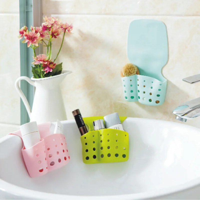 Kitchen Bathroom Sink Sponge Hanging PVC Shelving Rack Drain Faucet Storage Pail Shelves 4 Colors | Дом и сад