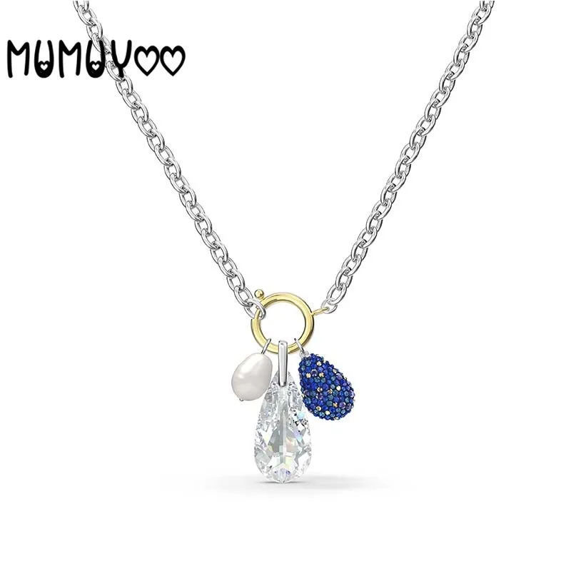 Fashion jewelry high quality swa, dark blue crystal pearl women's pendant necklace three pendant spring clasp clavicle chain
Fashion jewelry high quality swa, dark blue crystal pearl women's pendant necklace three pendant spring clasp clavicle chain