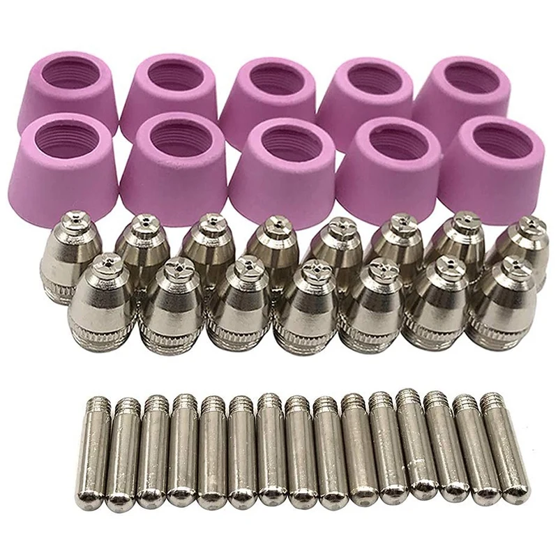 40Pcs Plasma Cutter Torch Consumables Electrode Nozzles Cups Kit For AG-60 SG-55 WSD-60 Fit CUT-60 LGK-60 Plasma Cutter
40Pcs Plasma Cutter Torch Consumables Electrode Nozzles Cups Kit For AG-60 SG-55 WSD-60 Fit CUT-60 LGK-60 Plasma Cutter