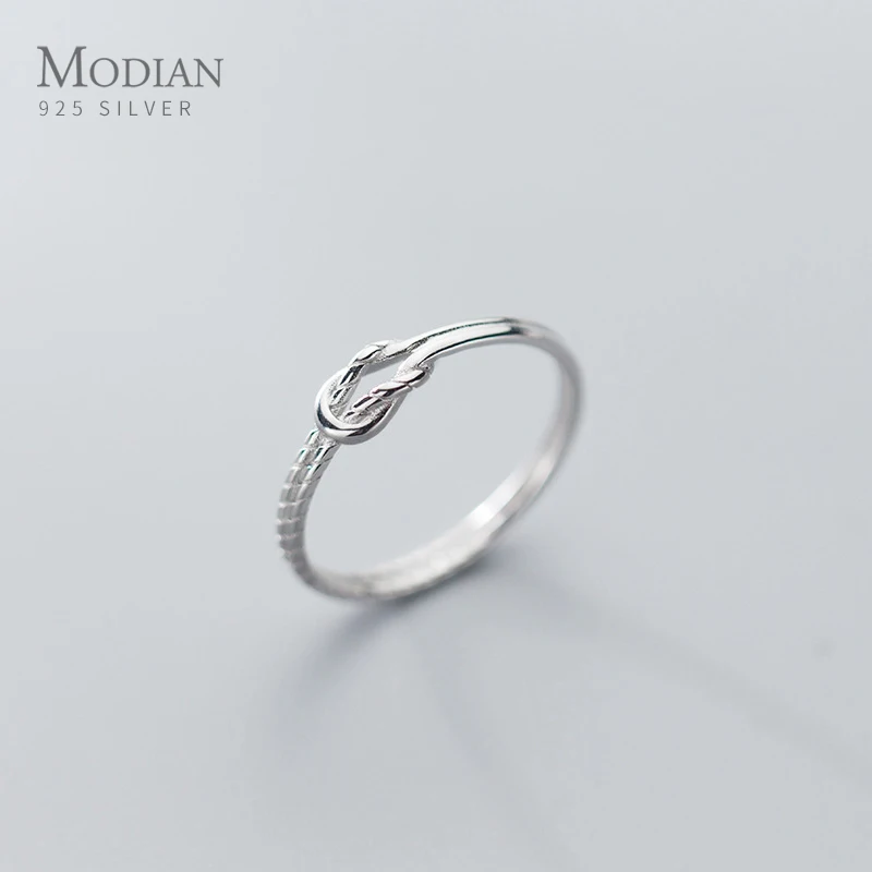 Modian Настоящее серебро 925 пробы геометрический узел кольцо для женщин подарок