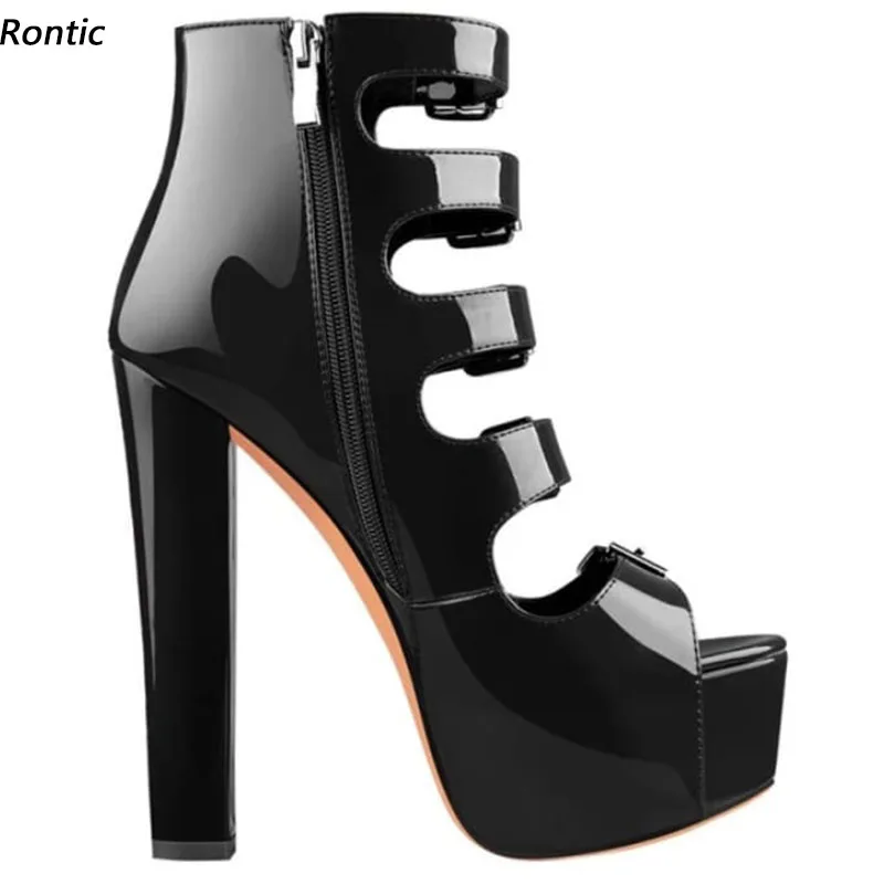 Rontic Stylish Women Autumn Platform Ankle Boots Patent Leather Chunky Heels Round Toe Black Party Shoes US Size 5-20
Rontic Stylish Women Autumn Platform Ankle Boots Patent Leather Chunky Heels Round Toe Black Party Shoes US Size 5-20