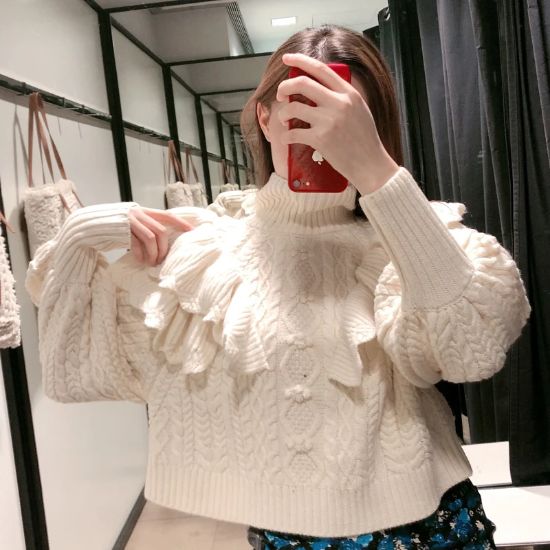 2020 Solid Cascading Ruffle Sweaters Women Fashion Turtleneck Sweater Women Elegant Puff Sleeve Sweaters Female Ladies JAD
2020 Solid Cascading Ruffle Sweaters Women Fashion Turtleneck Sweater Women Elegant Puff Sleeve Sweaters Female Ladies JAD