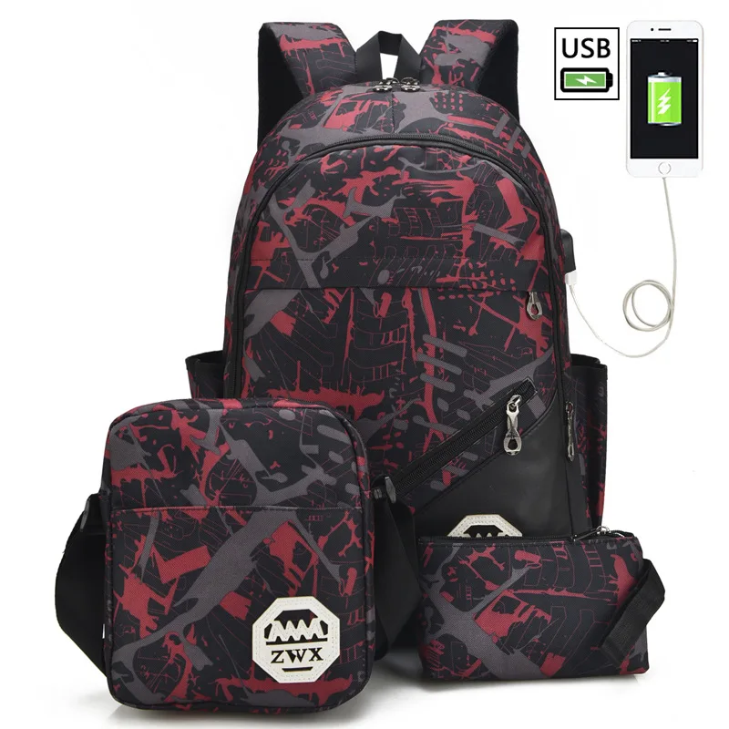 3pcs/set USB Male backpacks high school bags for women 2021 boys one shoulder big student travel bag men school backpack mochila
3pcs/set USB Male backpacks high school bags for women 2021 boys one shoulder big student travel bag men school backpack mochila