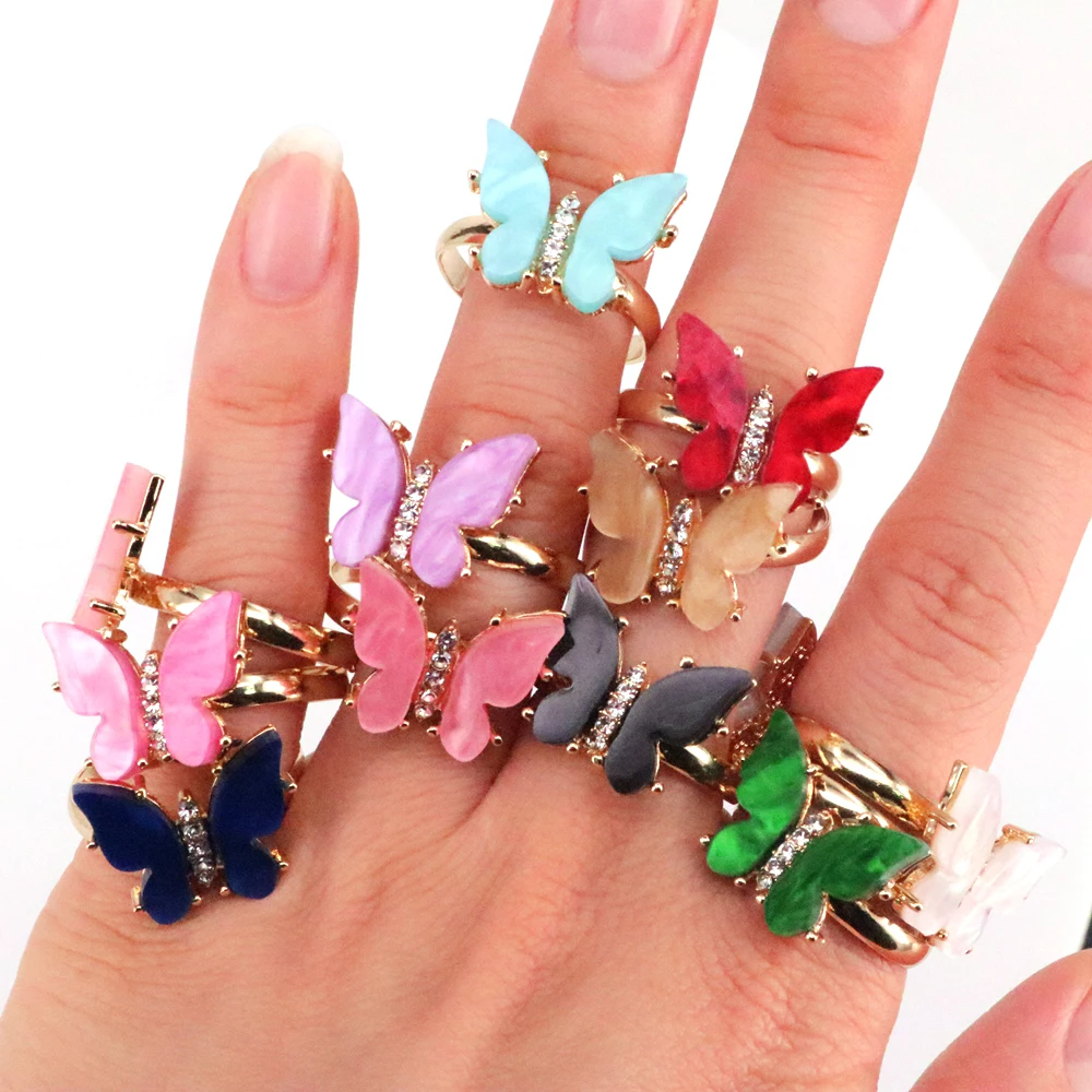 10Pcs Fashion Cute Mini Acrylic Butterfly Charms Ring Color Butterfly adjustable ring
10Pcs Fashion Cute Mini Acrylic Butterfly Charms Ring Color Butterfly adjustable ring