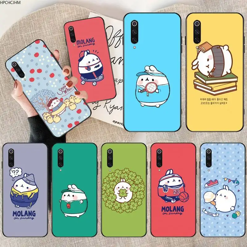 Molang кролики Мультфильм ТПУ черный чехол для телефона Корпус Xiaomi Mi10 10Pro 10 lite Mi9 9SE 8SE