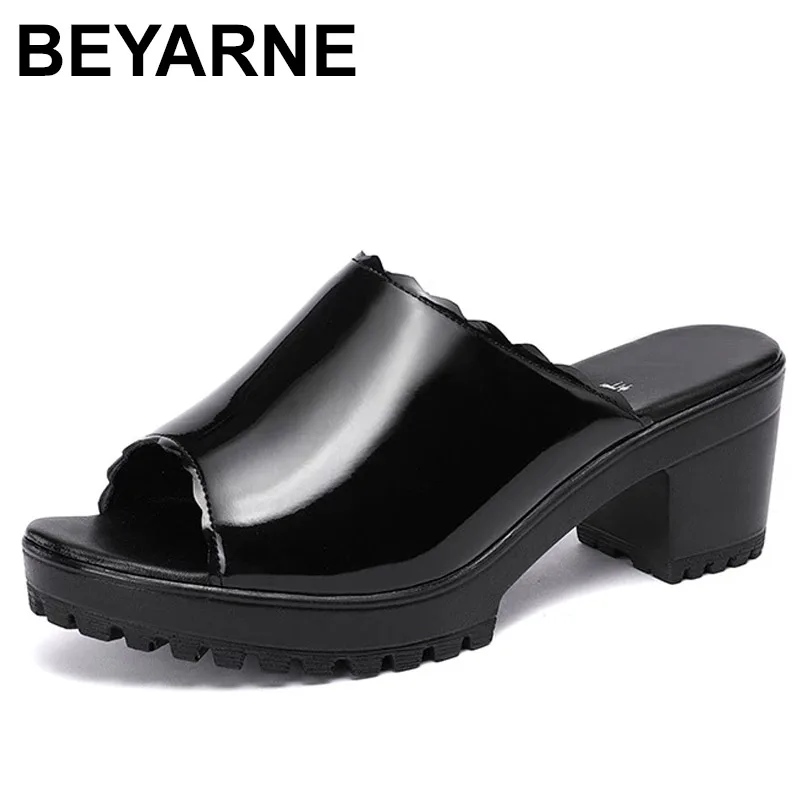 BEYARNEPlus Size32-43Medium Heel Platform Slippers Women Wedding Shoes Summer2021Patent Leather Slippers Ladies Slides forOffice
BEYARNEPlus Size32-43Medium Heel Platform Slippers Women Wedding Shoes Summer2021Patent Leather Slippers Ladies Slides forOffice