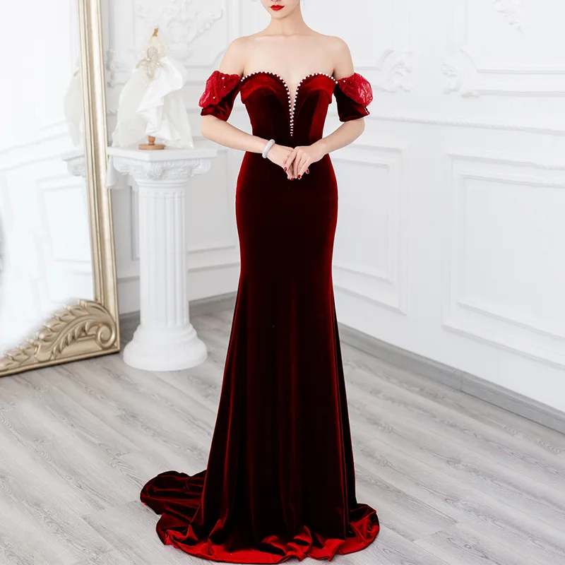 Toast Dress Bride 2021 Summer New Style Red Temperament Slim Slimming Fishtail Wedding Party Evening Dress Female K107
Toast Dress Bride 2021 Summer New Style Red Temperament Slim Slimming Fishtail Wedding Party Evening Dress Female K107