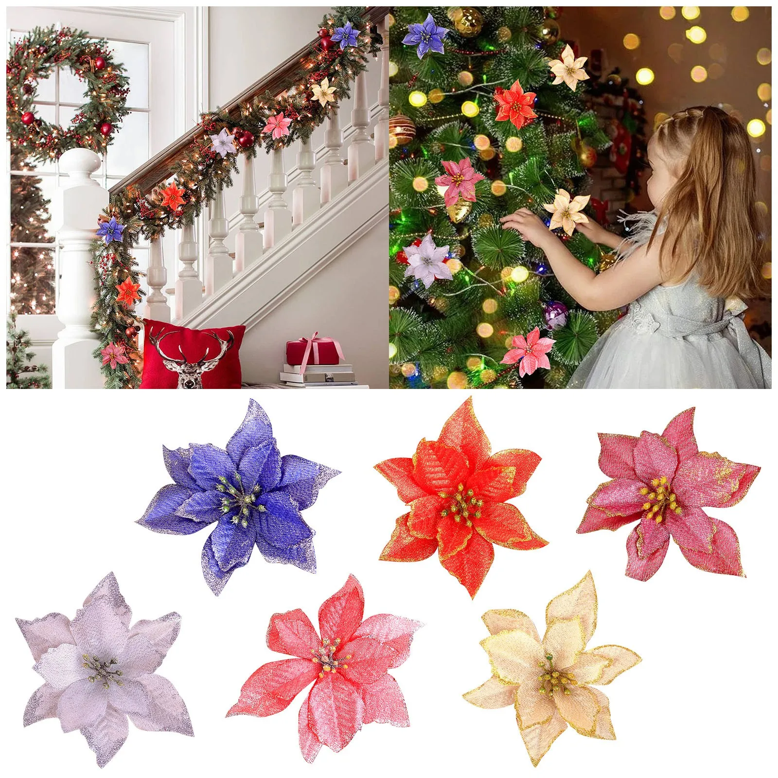 10Pc Christmas Decoration 14cm Glitter Artificial Flower Head For Christmas Tree Ornament Fake Flower DIY Wedding Birthday Decor
10Pc Christmas Decoration 14cm Glitter Artificial Flower Head For Christmas Tree Ornament Fake Flower DIY Wedding Birthday Decor