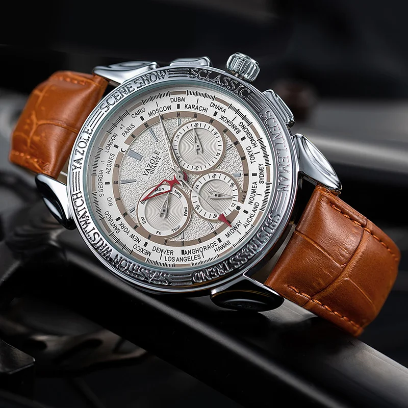 YAZOLE Series Men's Watch Six-pin European and American Fashion Quartz Watch Weekly Multifunctional Sports Waterproof Watch
YAZOLE Series Men's Watch Six-pin European and American Fashion Quartz Watch Weekly Multifunctional Sports Waterproof Watch