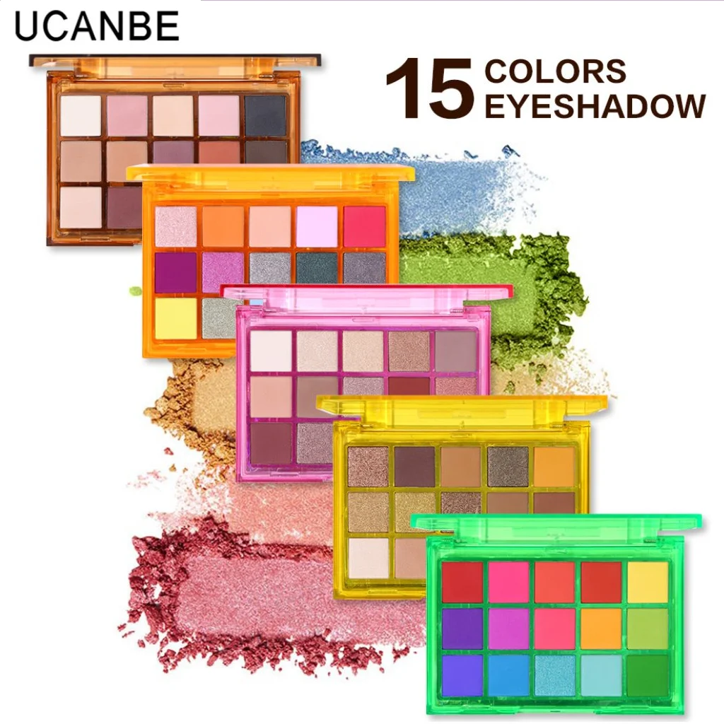 

UCANBE 15 Colors Shimmer Glitter Sweet Party Eyeshadow Pallete Neon Makeup Palette Matte Eye Shades Matellic Nude Pigment Powder