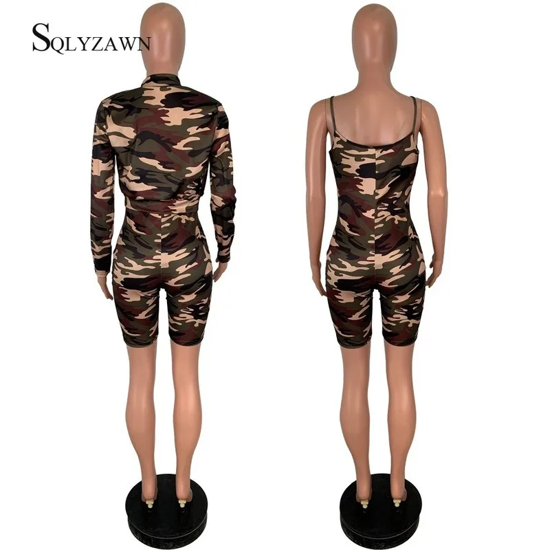 Womens Camouflage Bodycon 2 Piece Set Fashion Camo Print Cropped Jacket + Sleevelees Playsuit Streetwear Skinny Matching Outfit
Womens Camouflage Bodycon 2 Piece Set Fashion Camo Print Cropped Jacket + Sleevelees Playsuit Streetwear Skinny Matching Outfit