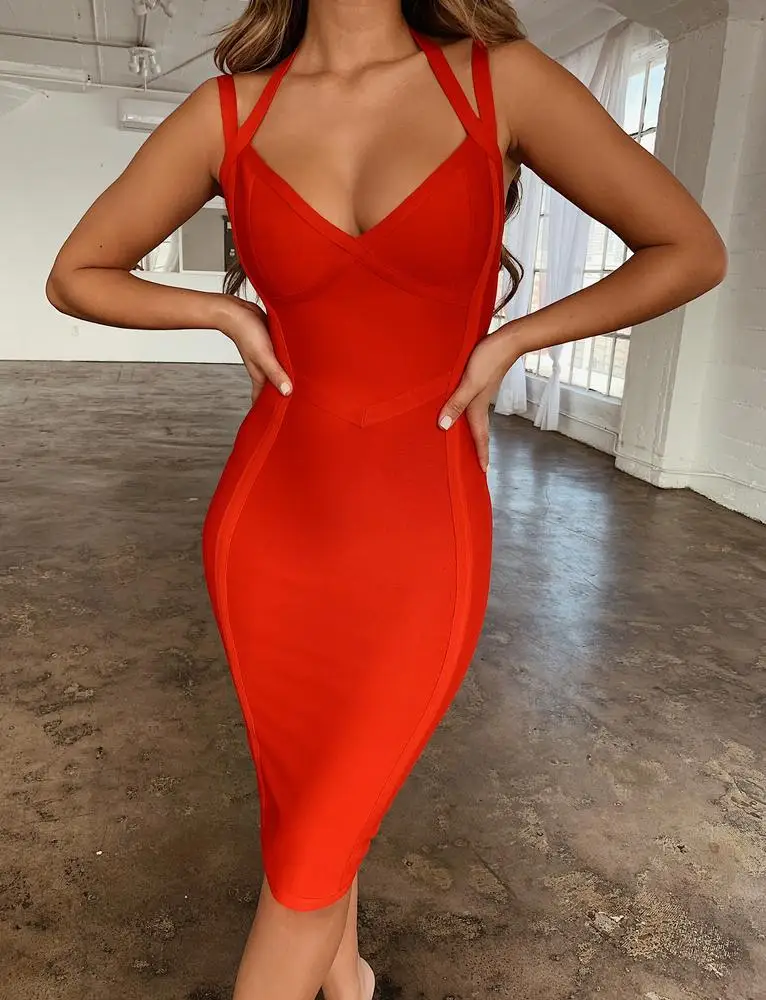 Women Summer Style Sexy V Neck Backless Black Red Bandage Dress 2021 Designer Fashion Evening Party Dress
Women Summer Style Sexy V Neck Backless Black Red Bandage Dress 2021 Designer Fashion Evening Party Dress