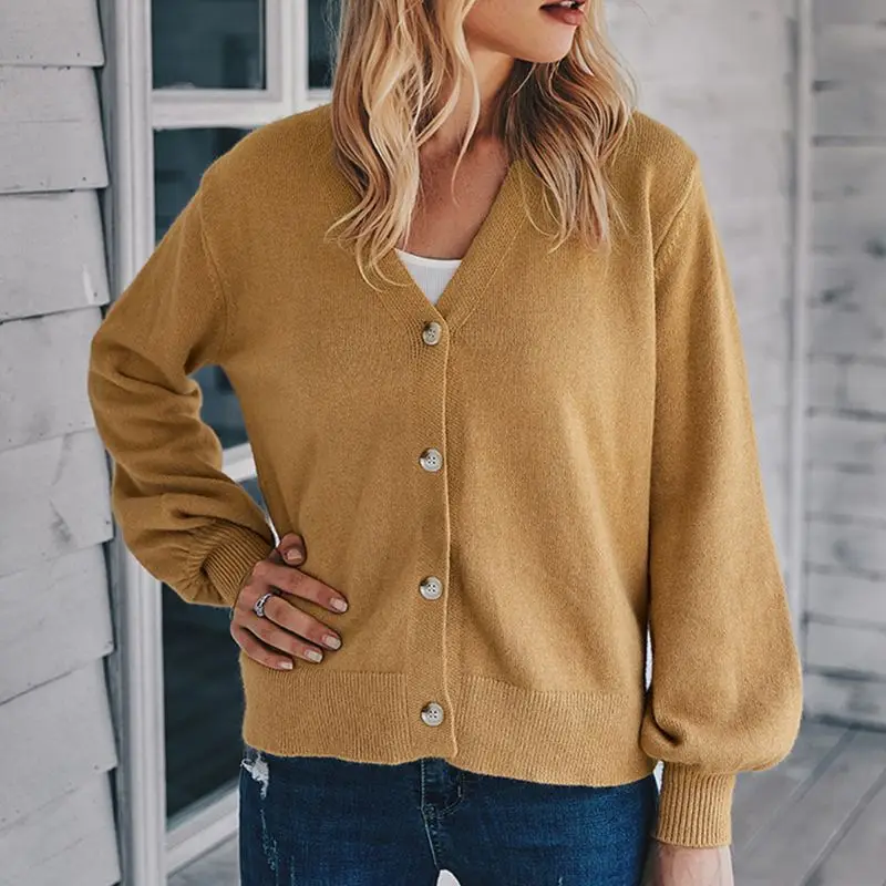 Women Long Sleeve Knitted Sweater Tops Solid Color Open Front Slim Cardigan Button Down V-Neck Coat Outwear
Women Long Sleeve Knitted Sweater Tops Solid Color Open Front Slim Cardigan Button Down V-Neck Coat Outwear