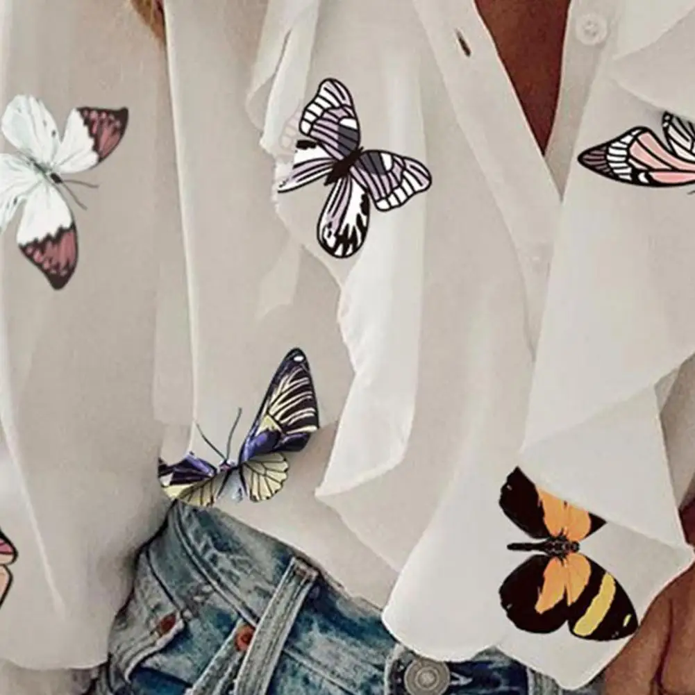 Women Spring/Summer T-Shirt Printing V-Neck Chiffon Casual Ruffle Long Sleeve Flounce Print Single-Breasted Sexy Top
Women Spring/Summer T-Shirt Printing V-Neck Chiffon Casual Ruffle Long Sleeve Flounce Print Single-Breasted Sexy Top