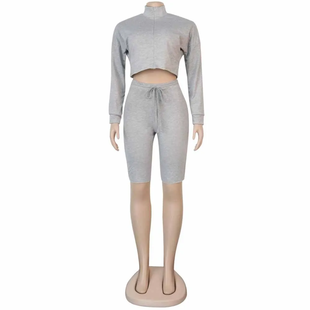 Women Solid Workout Sexy Two Piece Outfits Long Sleeve Stand Collar Crop Top Drawstring Knee Length Pant Matching Set Streetwear
Women Solid Workout Sexy Two Piece Outfits Long Sleeve Stand Collar Crop Top Drawstring Knee Length Pant Matching Set Streetwear