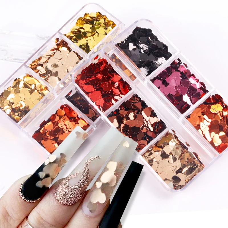 6 Grids Valentine's Day Nail Sequins Mixed Size Metal Love Heart Glitter Flakes DIY Nails Art Decorations Supplies Accessories
6 Grids Valentine's Day Nail Sequins Mixed Size Metal Love Heart Glitter Flakes DIY Nails Art Decorations Supplies Accessories