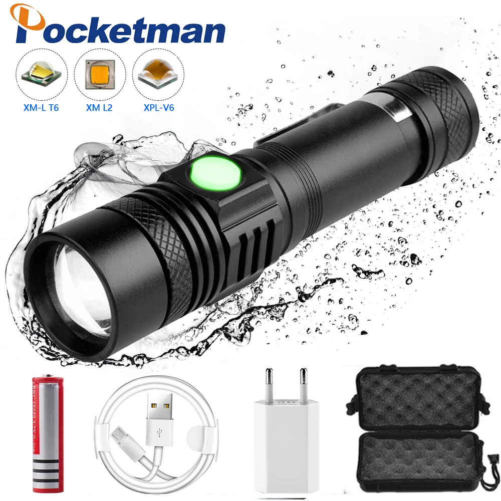 Super Bright Led flashlight USB Charging Led Torch T6/L2/V6 Power Tips Zoomable Bicycle Light 18650 Lantern Camping Lamp
Super Bright Led flashlight USB Charging Led Torch T6/L2/V6 Power Tips Zoomable Bicycle Light 18650 Lantern Camping Lamp