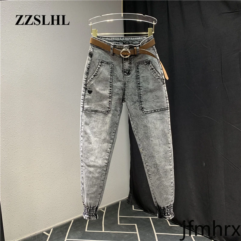 Джинсы-шаровары женские демисезонные с высокой талией и карманами 
Джинсы-шаровары женские демисезонные с высокой талией и карманами