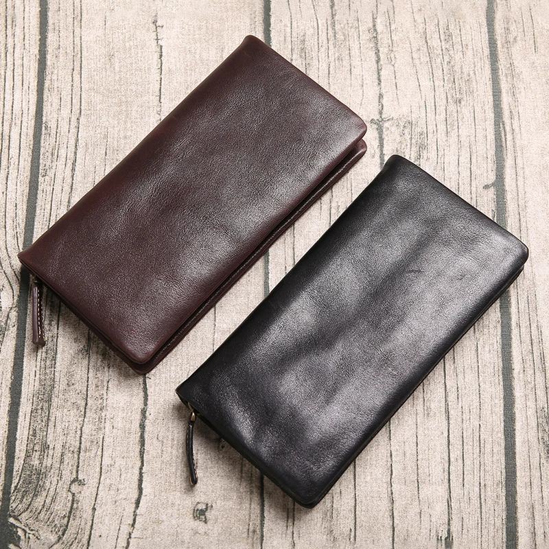 Clutch Bag Men Genuine Leather Top Cowhide Zipper Long Wallets Male Casual Phone Purses Big Capacity Money Credit Card Purse | Багаж и