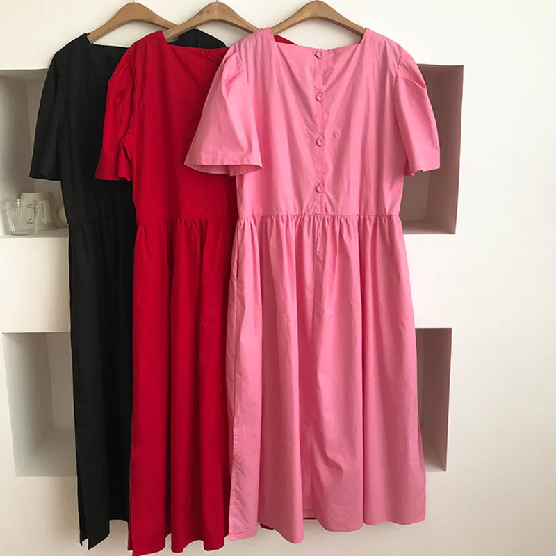 2020 Korean Ins Solid Loose Summer Dress Fashion Back Single-Breasted Ladies Dress Casual Square Collor Split Maxi Dress
2020 Korean Ins Solid Loose Summer Dress Fashion Back Single-Breasted Ladies Dress Casual Square Collor Split Maxi Dress