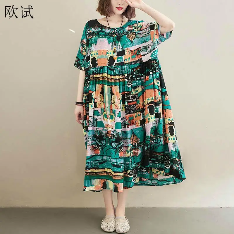 Oversized Vintage Floral Print Summer Dress Cotton Casual Loose Ladies Dresses New Fashion for Women 2021 Beach Boho Long Dress
Oversized Vintage Floral Print Summer Dress Cotton Casual Loose Ladies Dresses New Fashion for Women 2021 Beach Boho Long Dress