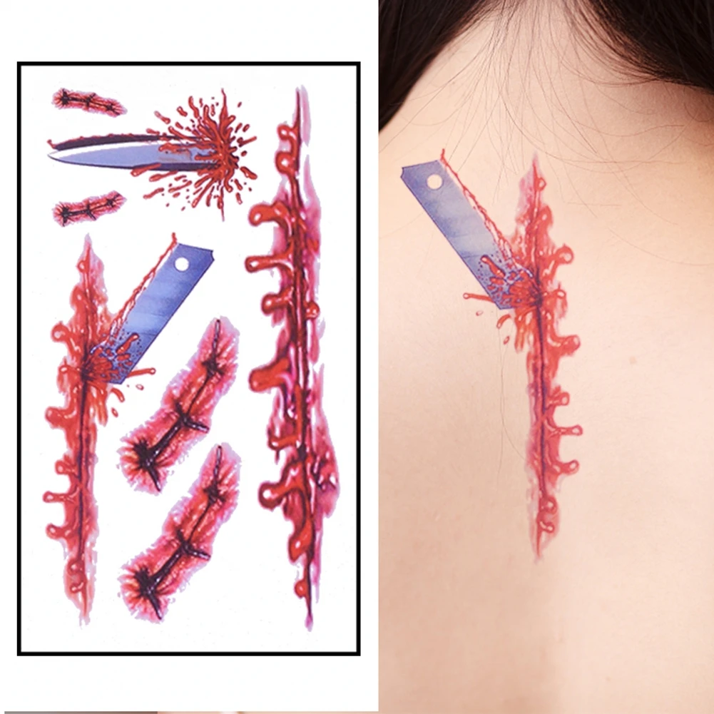 Halloween Bloody Wound Tattoo Stickers Trick Scary Waterproof Temporary Tattoo DIY Fake Tattoo Halloween Party Decoration
Halloween Bloody Wound Tattoo Stickers Trick Scary Waterproof Temporary Tattoo DIY Fake Tattoo Halloween Party Decoration