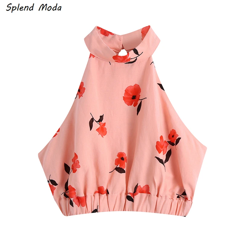 Splend Moda 2021 Summer New Fashion Trendy Sleeveless Floral Print Neck-Mounted Design Crop Top For Women Elastic Waist
Splend Moda 2021 Summer New Fashion Trendy Sleeveless Floral Print Neck-Mounted Design Crop Top For Women Elastic Waist
