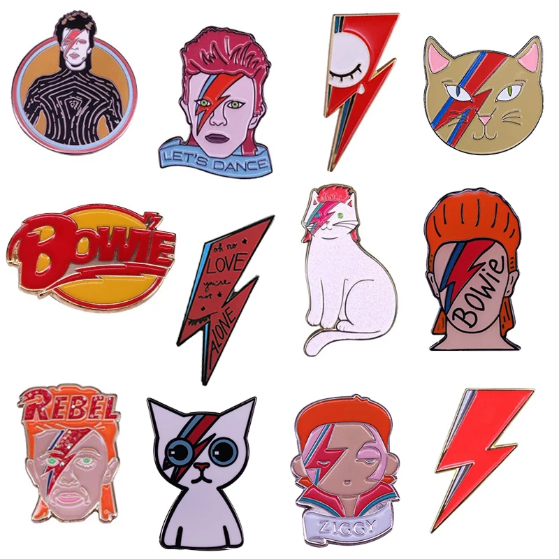 Значок Ziggy Stardust с изображением кота и молнии идеальный подарок для фанатов Дэвида