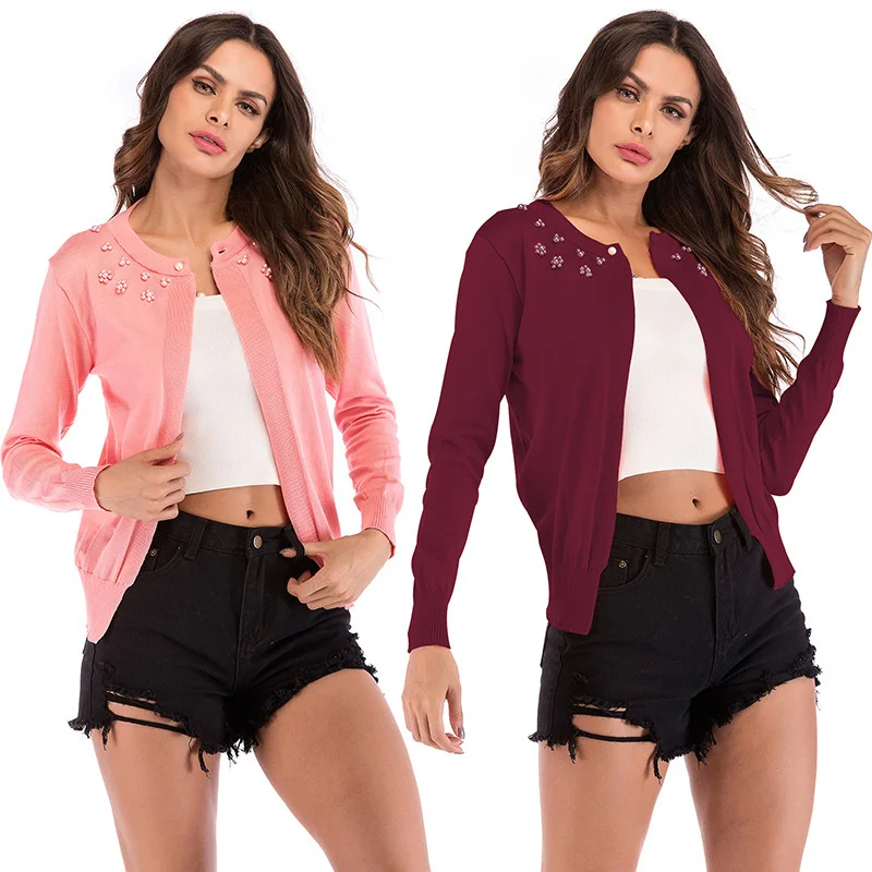Women's 2021 Autumn Nail Bead Knitted Cardigan Round Neck Sweater Jacket Women New Fashion Tops
Women's 2021 Autumn Nail Bead Knitted Cardigan Round Neck Sweater Jacket Women New Fashion Tops