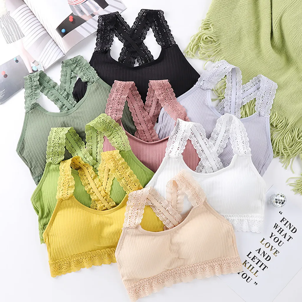 Women Sexy Bra Cotton Solid Vest Lace Camisole Back Cross Breathable Push Up Top Underwear For Sweet Girls Intimates Tank Tops
Women Sexy Bra Cotton Solid Vest Lace Camisole Back Cross Breathable Push Up Top Underwear For Sweet Girls Intimates Tank Tops
