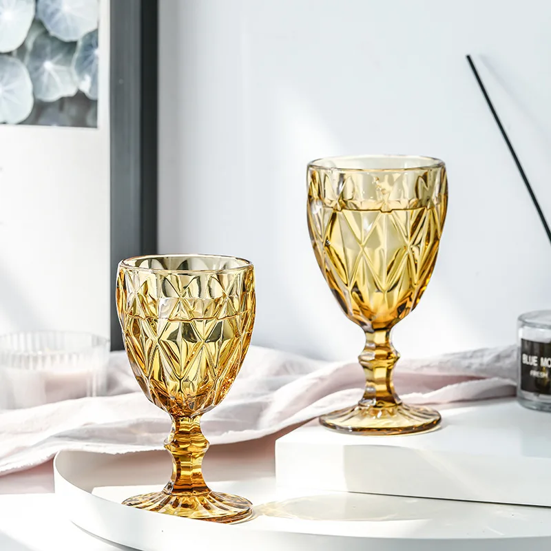 

Red Wine Goblet Color Rhombus Thickened Beer Cocktail Glass Creative Diamond Juice Glass Bar Home Drinking Utensils