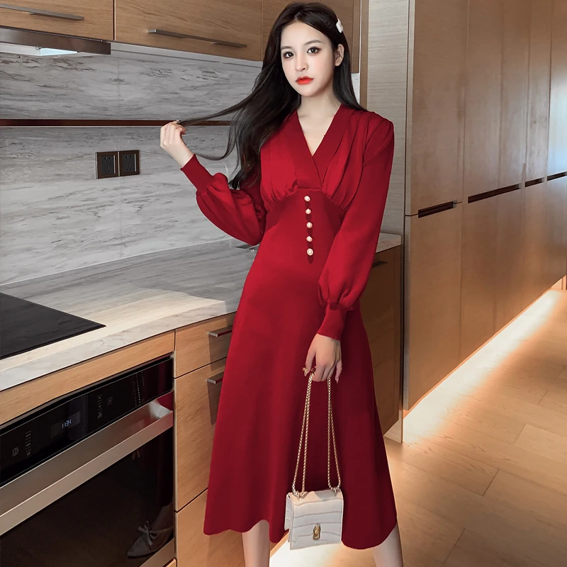 Women One Piece Dress Autumn 2021 Office Lady Korea Style Knitting Full Sleeve Solid High Waist Black Dresses Traf Robe
Women One Piece Dress Autumn 2021 Office Lady Korea Style Knitting Full Sleeve Solid High Waist Black Dresses Traf Robe