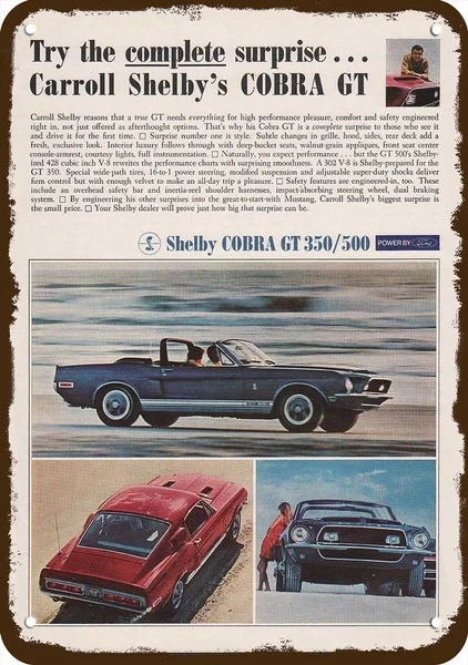 1968 Shelby Gt 500 Convertible & Fastback Car Vintage Look Replica Metal Sign 
1968 Shelby Gt 500 Convertible & Fastback Car Vintage Look Replica Metal Sign