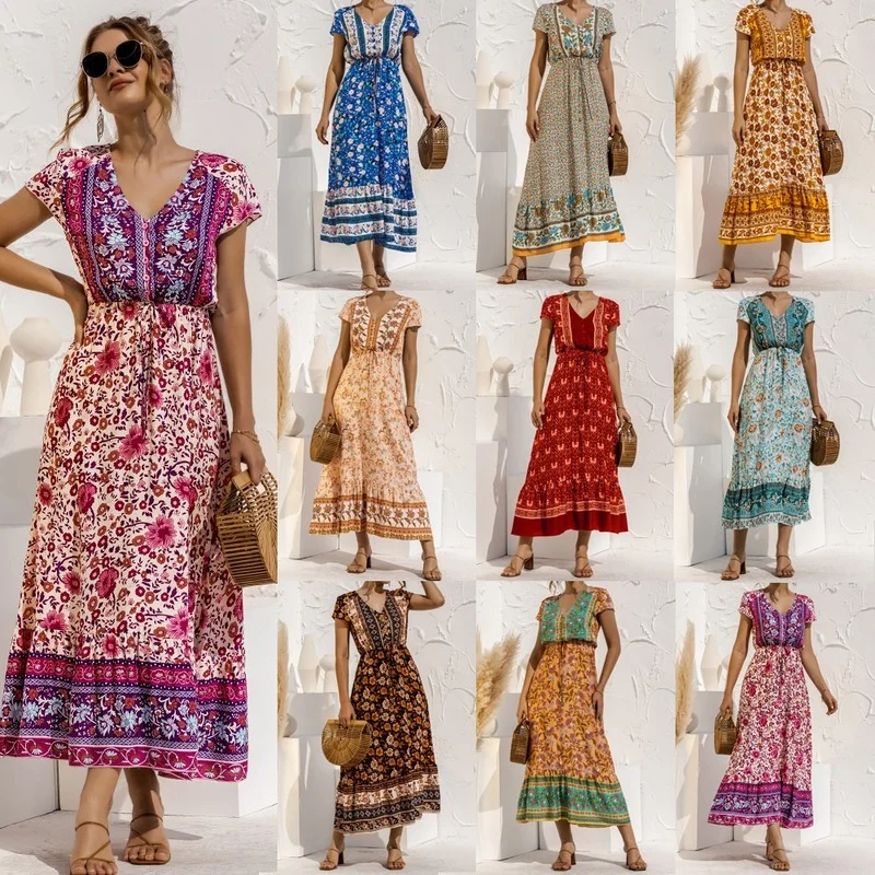 Short Sleeve Button Lace Positioning Floral Stitching Dress 2021 Summer Leisure V-neck Floral Print Long Beach Dress
Short Sleeve Button Lace Positioning Floral Stitching Dress 2021 Summer Leisure V-neck Floral Print Long Beach Dress