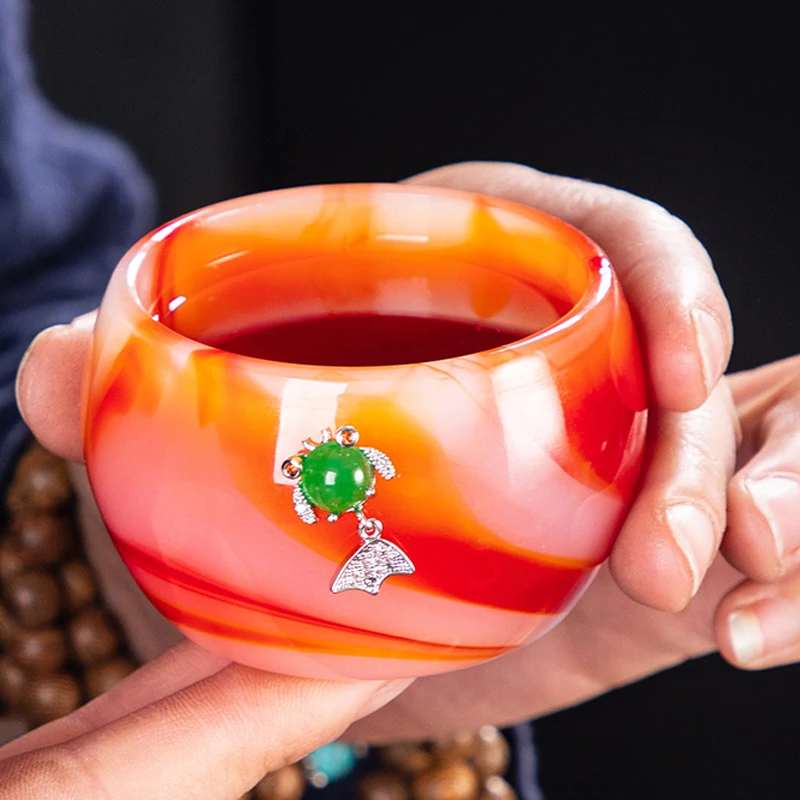 

Agate Tea Cup 60ml Jade Porcelain Tea Bowl Master Puer Cups Exquisite Teacup Chinese Kung Fu Teaware Drinkware Small Bowls Decor