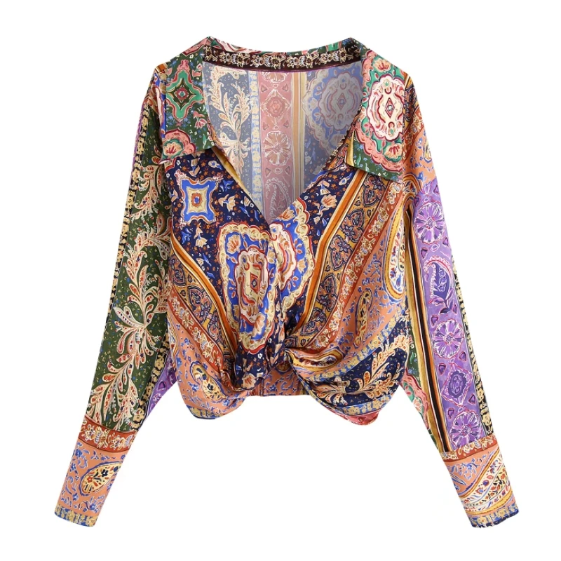 Hot Sale Women Vintage Paisley Print Knot Design Short Shirt Smock Female Long Sleeve Blouse Casual Lady Crop Tops Blusas S9570
Hot Sale Women Vintage Paisley Print Knot Design Short Shirt Smock Female Long Sleeve Blouse Casual Lady Crop Tops Blusas S9570