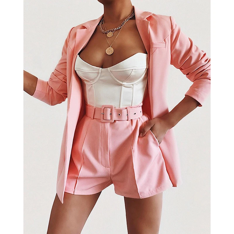 Summer Women's Office Coat Two Piece Set 2021 Solid Color Casual Commuter Coat + High Waist Tight Shorts Sweet Casual Skirt Set
Summer Women's Office Coat Two Piece Set 2021 Solid Color Casual Commuter Coat + High Waist Tight Shorts Sweet Casual Skirt Set