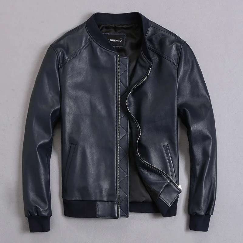 Мужская Утепленная куртка из натуральной кожи GU.SEEMIO, верхняя одежда из овечьей кожи, бейсбольная форма 
Мужская Утепленная куртка из натуральной кожи GU.SEEMIO, верхняя одежда из овечьей кожи, бейсбольная форма