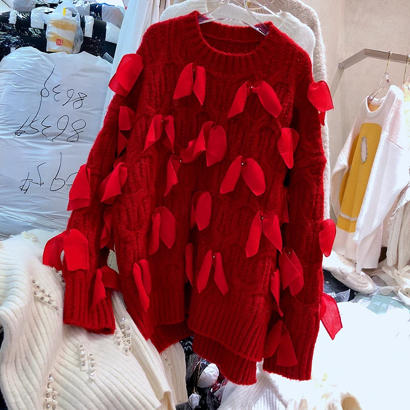 Высококачественные дизайнерские женские вязаные пуловеры JSXDHK, свободные зимние толстые теплые вязаные красные свитеры оверсайз с 3D бантом...
Высококачественные дизайнерские женские вязаные пуловеры JSXDHK, свободные зимние толстые теплые вязаные красные свитеры оверсайз с 3D бантом...