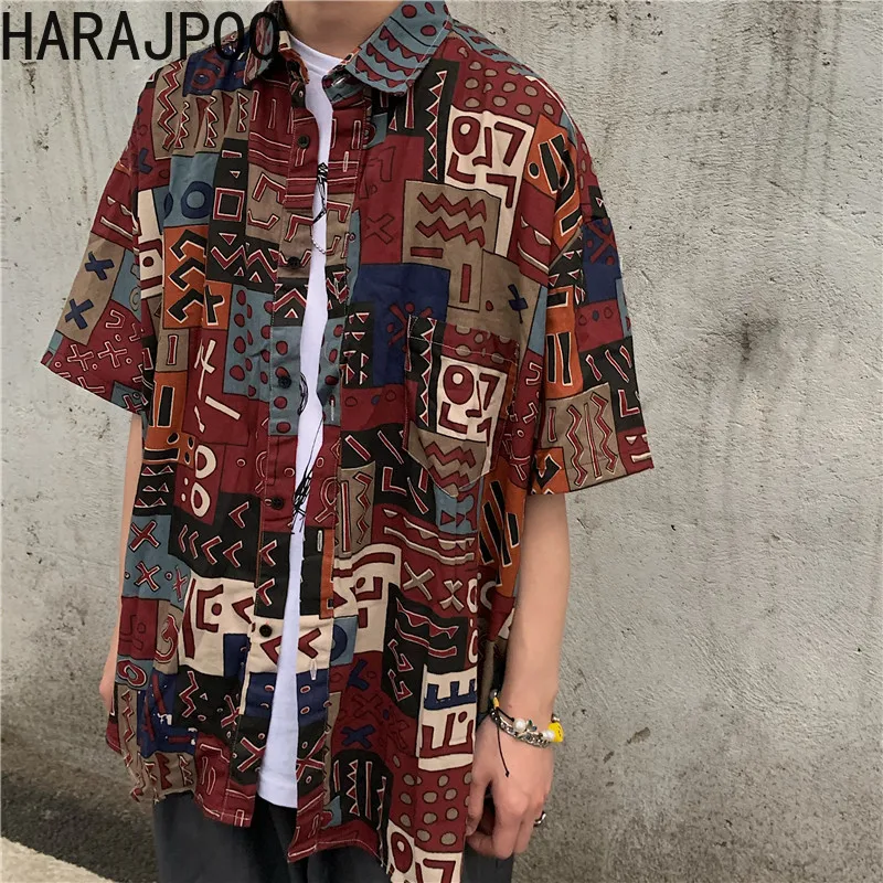Harajpoo Women Shirts Harajuku Style Summer Korean Ins Retro Printing Lovers Handsome Wild Loose Short-sleeved Female Tops Tide
Harajpoo Women Shirts Harajuku Style Summer Korean Ins Retro Printing Lovers Handsome Wild Loose Short-sleeved Female Tops Tide
